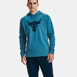 Under Armour Project Rock Charged Bull Hoodie Sweatshirt Cotton Brahma Blue SM.
